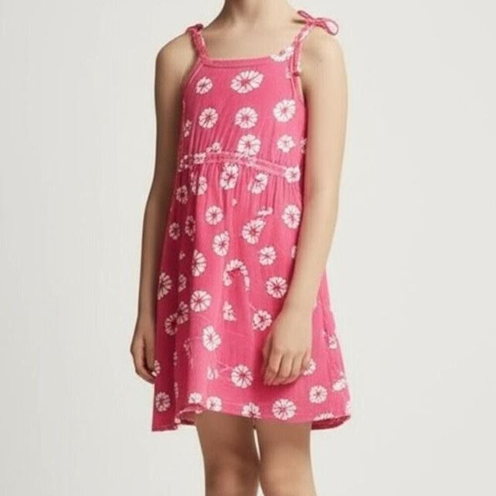 OLD NAVY Pink White Daisy Sundress Girls 4T Tie Shoulder Sleeveless Floral Soft